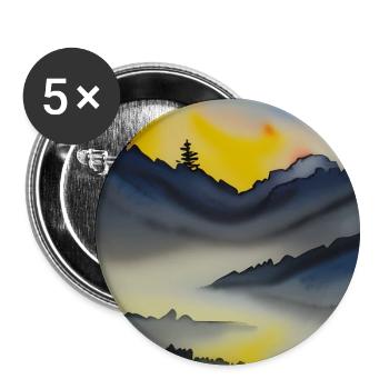 Superbe paysage de montagnes aquarelles - Lot de 5 grands badges (56 mm) - blanc - Devant