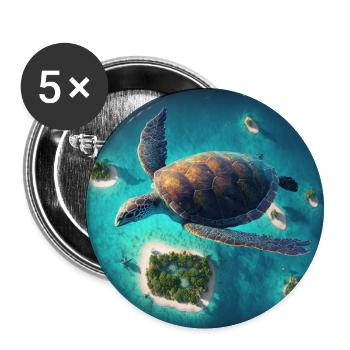 The flying turtle - Buttons large 2.2''/56 mm (5-pack) - white - Front