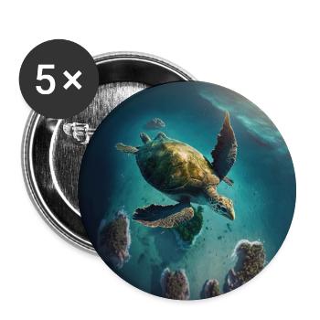 La tortue volante - Lot de 5 grands badges (56 mm) - blanc - Devant