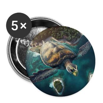 La tortue volante - Lot de 5 grands badges (56 mm) - blanc - Devant