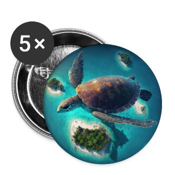 The flying turtle - Buttons large 2.2''/56 mm (5-pack) - white - Front