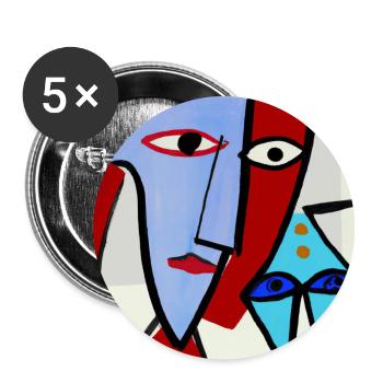 Cubisme Style Mozaik #07 - Lot de 5 grands badges (56 mm) - blanc - Devant