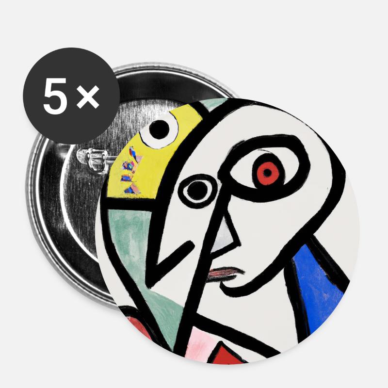 Cubisme Style Mozaik #006 - Lot de 5 grands badges (56 mm) - blanc