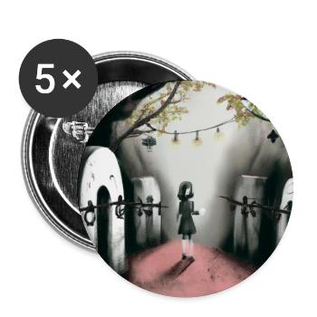 Kleines Mädchen auf einem Düsteren Friedhof #001 - Buttons groß 56 mm (5er Pack) - Weiß - Vorne