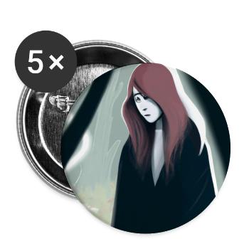 Emo Mädchen Traurig Düster #001 - Buttons groß 56 mm (5er Pack) - Weiß - Vorne