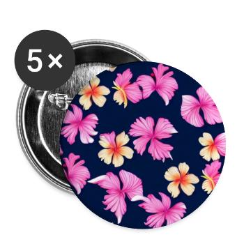 Musterblumen Hawaiianischer Hibiskus - Buttons groß 56 mm (5er Pack) - Weiß - Vorne