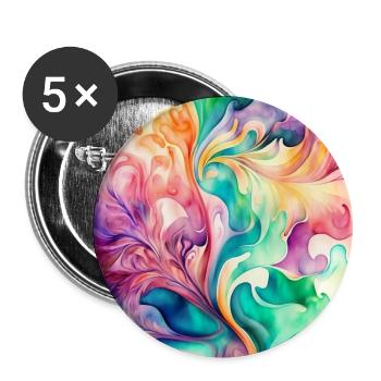 Abstract Watercolors Waves Drawing Colorful - Buttons large 2.2''/56 mm (5-pack) - white - Front
