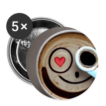 Happy Coffee Cup - Buttons large 2.2''/56 mm (5-pack) - white - Front