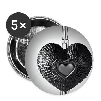 Bijoux coeur Metall - Lot de 5 grands badges (56 mm) - blanc - Devant