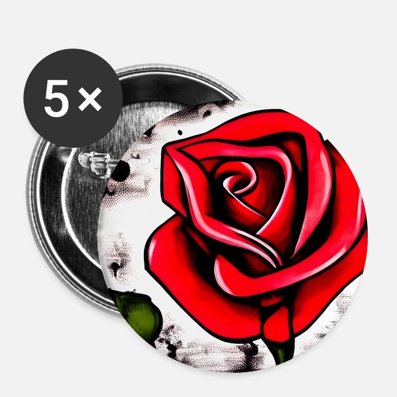 Red rose graffiti style - Buttons large 2.2''/56 mm (5-pack) - white