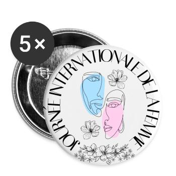International Women's Day - 8 March - Buttons large 2.2''/56 mm (5-pack) - white - Front