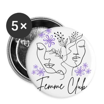Femme Club - Women's Day - March 8 - Buttons large 2.2''/56 mm (5-pack) - white - Front
