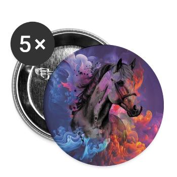 T-shirts hommes et femmes. Beau cheval noir - Lot de 5 grands badges (56 mm) - blanc - Devant