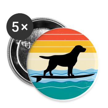 Labrador Retriever Dog Surfing Vintage Rétro - Lot de 5 grands badges (56 mm) - blanc - Devant
