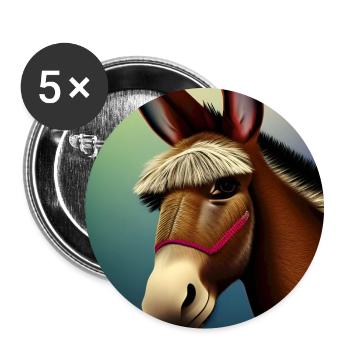 Poney portrait d’âne - Lot de 5 grands badges (56 mm) - blanc - Devant