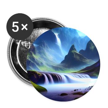 Cascade et Berge_01 - Lot de 5 grands badges (56 mm) - blanc - Devant