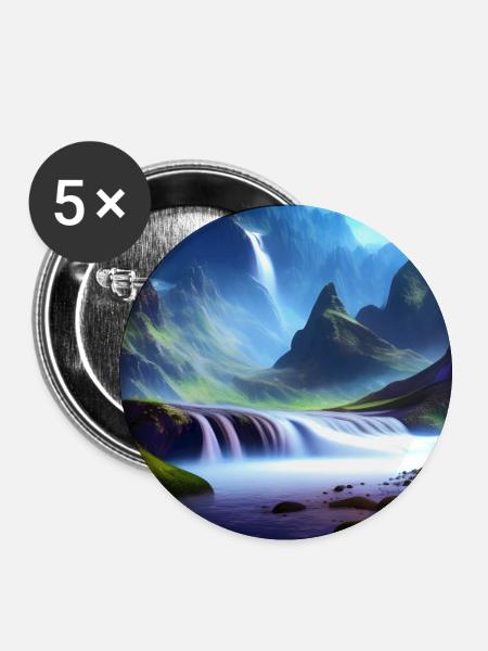 Waterfall and Berge_01 - Buttons large 2.2''/56 mm (5-pack) - white