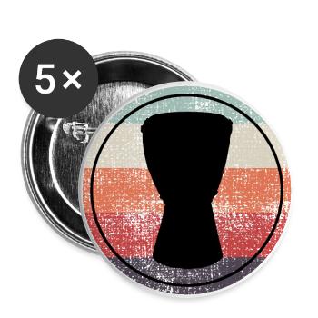 Djembe Player Schlagzeuger Musik Schlagzeug Vintage Retro - Buttons groß 56 mm (5er Pack) - Weiß - Vorne
