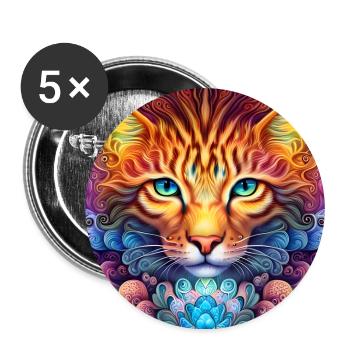 Psychedelischer Katzengeist. - Buttons groß 56 mm (5er Pack) - Weiß - Vorne
