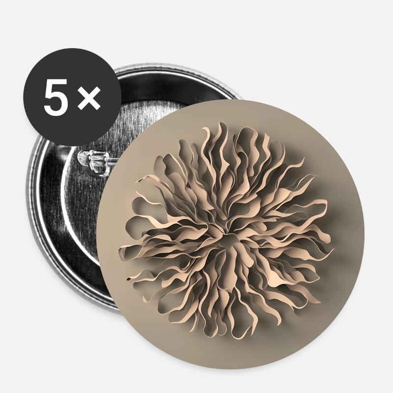 Abstract round pattern/shape, earth-toned - Buttons large 2.2''/56 mm (5-pack) - white