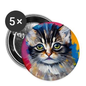 Cute Kitty - Buttons large 2.2''/56 mm (5-pack) - white - Front