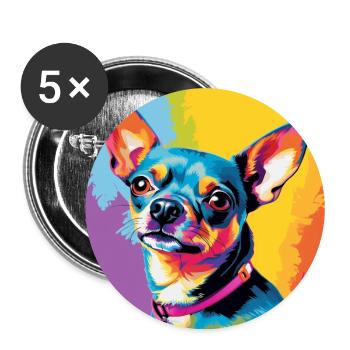 Chihuahua Pop Art - Lot de 5 grands badges (56 mm) - blanc - Devant