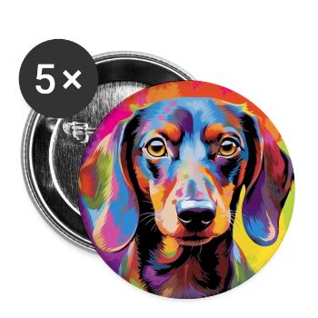 Dachshund Pop Art - Buttons large 2.2''/56 mm (5-pack) - white - Front