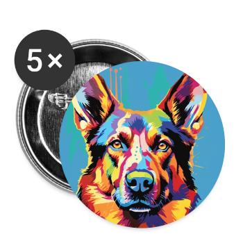 German Shepherd Pop Art - Buttons large 2.2''/56 mm (5-pack) - white - Front