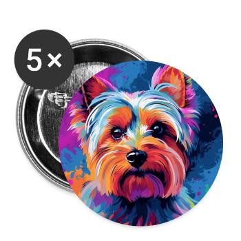 Yorkshire Terrier Pop Art - Lot de 5 grands badges (56 mm) - blanc - Devant