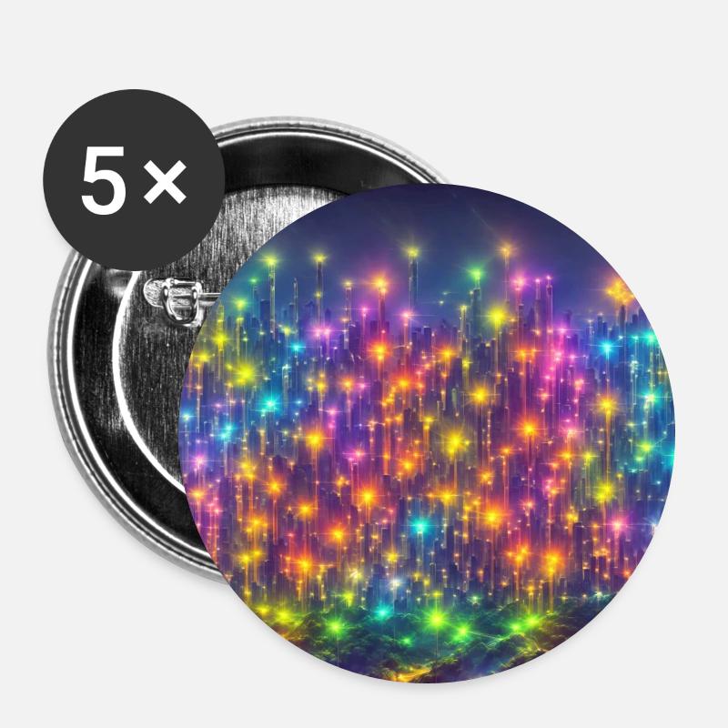 A technicolor skyline - Buttons groß 56 mm (5er Pack) - Weiß