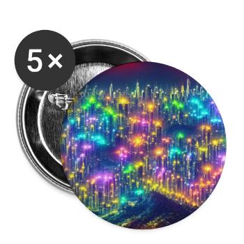 A bustling cityscape of neonlit skyscrap - Buttons groß 56 mm (5er Pack) - Weiß - Vorne