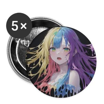 Anime Girl Paint Splash 2 - Buttons groß 56 mm (5er Pack) - Weiß - Vorne