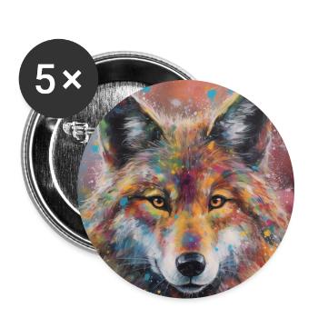Modern & Colourful Wolf Wall Art by Bodhi - Buttons large 2.2''/56 mm (5-pack) - white - Front