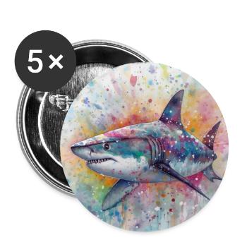 Modern & Colourful Shark Wall Art by Bodhi - Buttons large 2.2''/56 mm (5-pack) - white - Front