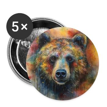 Modern & Colourful Grizzly Bear Wall Art by Bodhi - Buttons large 2.2''/56 mm (5-pack) - white - Front