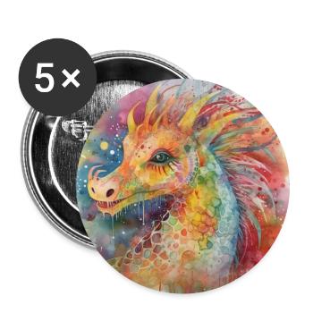 Modern & Colourful Dragon Wall Art by Bodhi - Buttons large 2.2''/56 mm (5-pack) - white - Front
