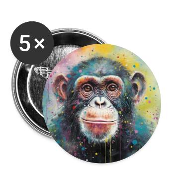 Modern & Colourful Chimpanzee Wall Art by Bodhi - Buttons large 2.2''/56 mm (5-pack) - white - Front