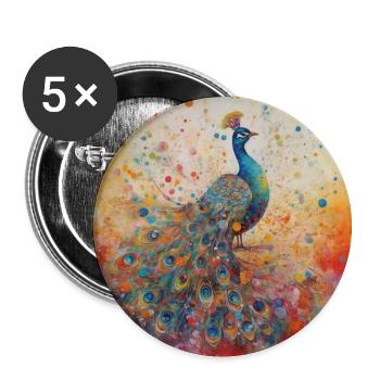 Modern & Colourful Peacock Wall Art by Bodhi - Buttons large 2.2''/56 mm (5-pack) - white - Front