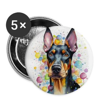 Modern Colorful Dobermann Dog Art by Bodhi - Buttons large 2.2''/56 mm (5-pack) - white - Front