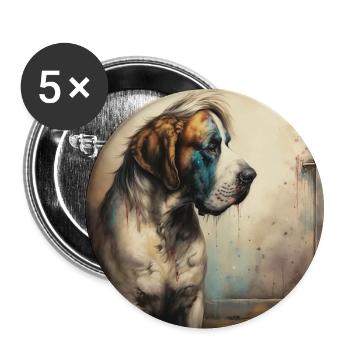 Abstract Saint Bernard Dog Art by Bodhi - Buttons large 2.2''/56 mm (5-pack) - white - Front