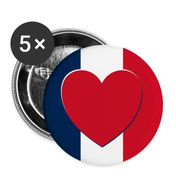 La France au cœur - Buttons large 2.2''/56 mm (5-pack) - white - Front