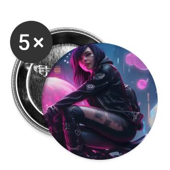 Hot Girl on Bike - Moi et ma moto - Lot de 5 grands badges (56 mm) - blanc - Devant