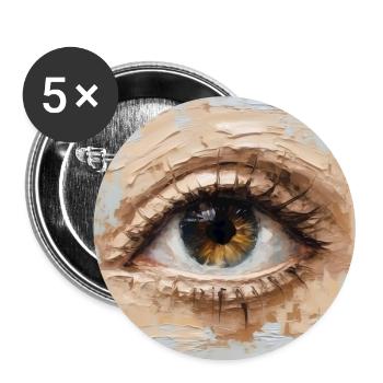 Auge Gemälde - Buttons groß 56 mm (5er Pack) - Weiß - Vorne