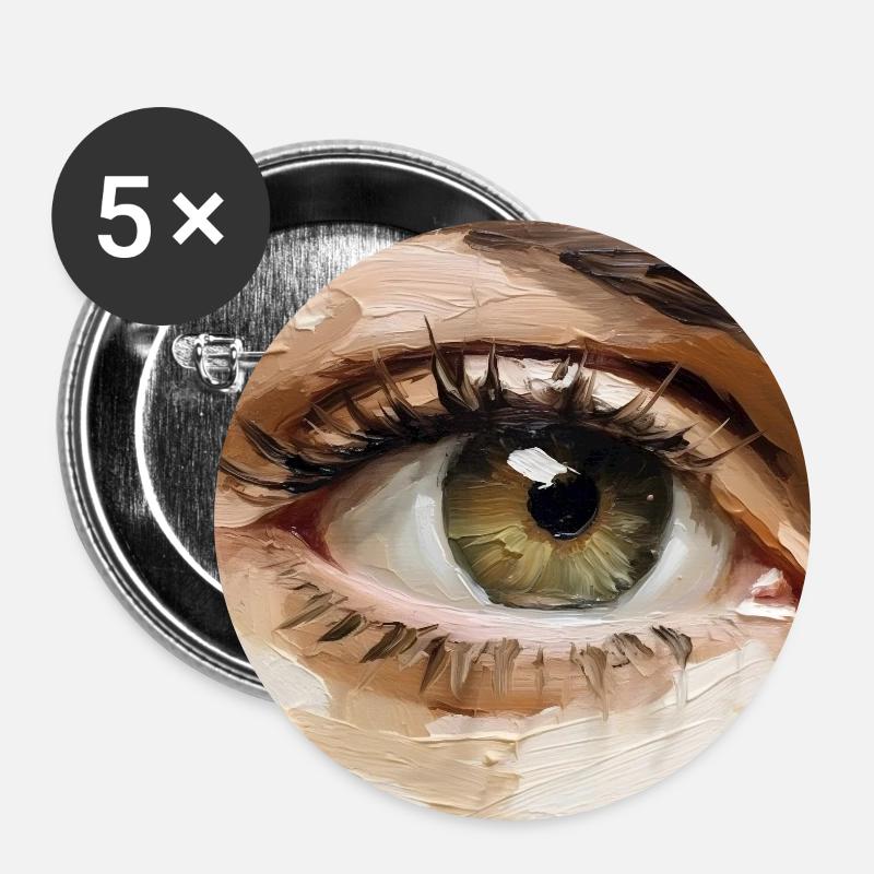 Auge Gemälde - Buttons groß 56 mm (5er Pack) - Weiß