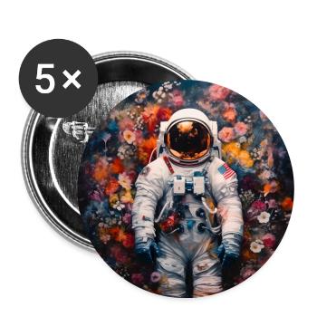 Astronaut Blumen Unendlichkeit - Buttons groß 56 mm (5er Pack) - Weiß - Vorne