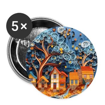 Paper City - Buttons large 2.2''/56 mm (5-pack) - white - Front