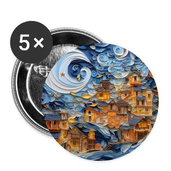 Papier Stadt - Buttons groß 56 mm (5er Pack) - Weiß - Vorne