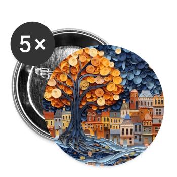 Papier Stadt - Buttons groß 56 mm (5er Pack) - Weiß - Vorne