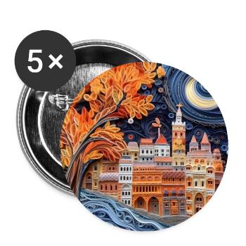 Papier Stadt - Buttons groß 56 mm (5er Pack) - Weiß - Vorne