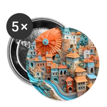 Ville du papier - Lot de 5 grands badges (56 mm) - blanc - Devant